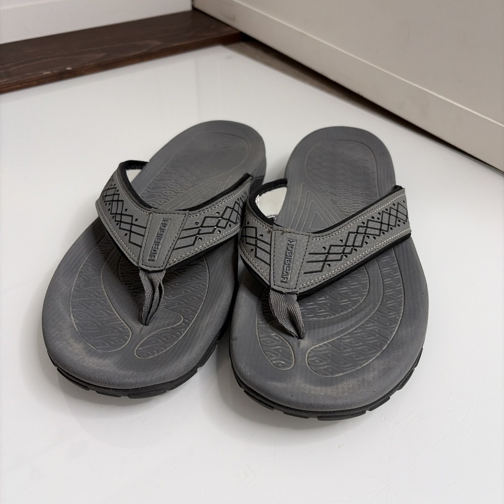 HOBIBEAR Mens Grey Flip Flops HR5062 EU 42 US 8.5-9 Cushioned Thong Sandals 11in
